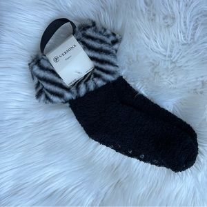 Verona Black Fuzzy Faux Fur Knitted Socks